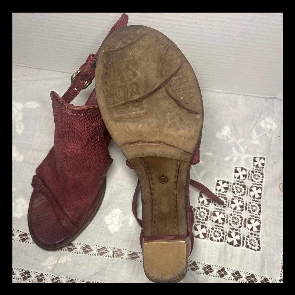 A.S.98 Women's Block Heel Sandals - Deep Red - Picture 7 of 8